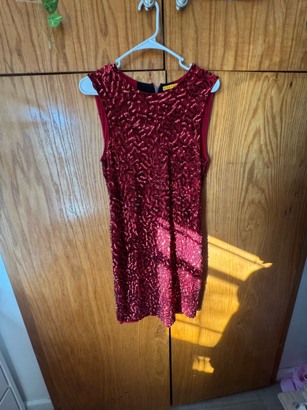 Alice + Olivia Wine Sequin Sheath Dress